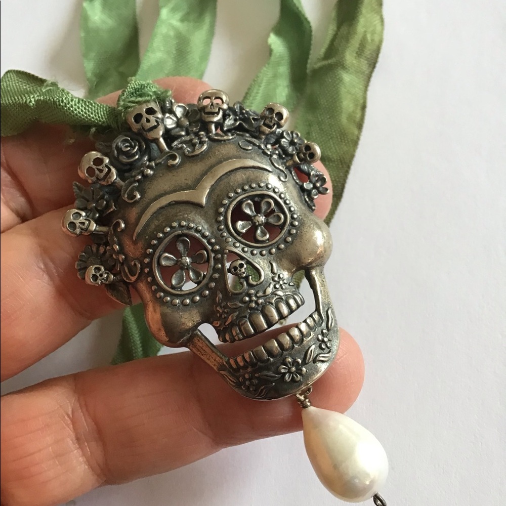 Gabriela Sanchez Sterling Sugar Skull Necklace Wow